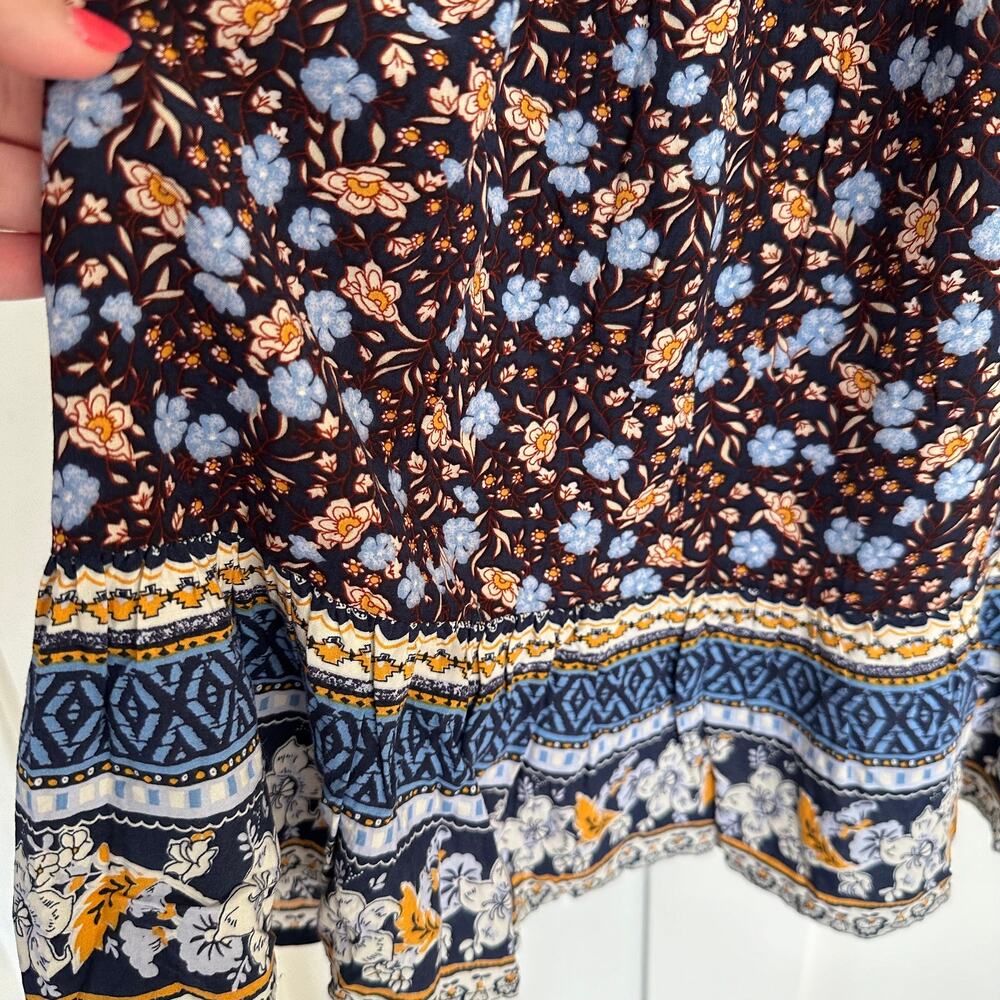Sundance Floral Simona Dress Tunic Crochet Blue S Boho Prairie Cottage Core - Picture 5 of 14